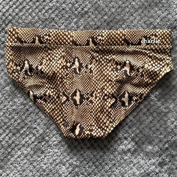 Snake Print Mens Swim Brief. Charlie by MZ - Picture 2 of 3